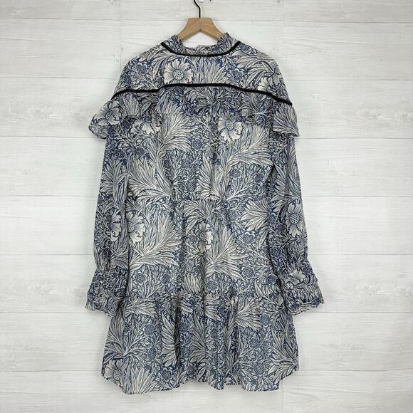 Hope & Ivy William Morris Marigold Ruffle Tiered Dress Size 14 Blue Floral Boho - Picture 9 of 16